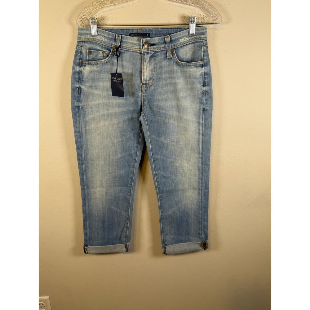 Fidelity Womens Stevie Capri Mid Rise Cuffed Light Wash Blue Jeans Size 26 NWT